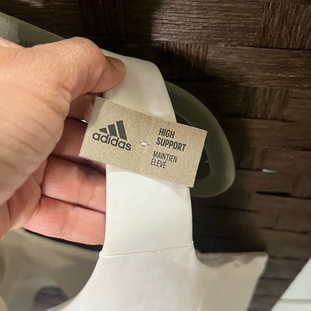 ADIDAS White Ultimate Full Zipper X Back High Impact Training Sport Bra Sz 46DD